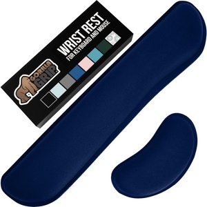 image:imageGORILLA GRIP Silky Memory Foam Keyboard Wrist Rest and Mouse Pad for Computer Ergonomic Typing Support Desk Office Supplies and Gaming Accessories Hand amp Arm Mousepad Cushions and Coaster Set BlackNavy Blue