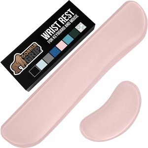 image:imageGORILLA GRIP Silky Memory Foam Keyboard Wrist Rest and Mouse Pad for Computer Ergonomic Typing Support Desk Office Supplies and Gaming Accessories Hand amp Arm Mousepad Cushions and Coaster Set BlackLight Pink