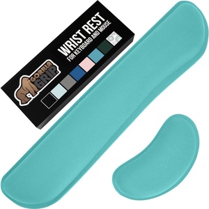 image:imageGORILLA GRIP Silky Memory Foam Keyboard Wrist Rest and Mouse Pad for Computer Ergonomic Typing Support Desk Office Supplies and Gaming Accessories Hand amp Arm Mousepad Cushions and Coaster Set BlackTurquoise