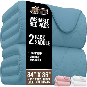 image:imageGORILLA GRIP Washable Underpads Waterproof Reusable Heavy Absorbency Incontinence Bed Pads Leak Proof Toddler Mattress Pad 52x34 Slip Resistant Protector for Bedwetting Adults and Kids WhiteSky Blue