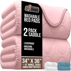 image:imageGORILLA GRIP Washable Underpads Waterproof Reusable Heavy Absorbency Incontinence Bed Pads Leak Proof Toddler Mattress Pad 52x34 Slip Resistant Protector for Bedwetting Adults and Kids WhitePink