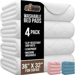 image:imageGORILLA GRIP Washable Underpads Waterproof Reusable Heavy Absorbency Incontinence Bed Pads Leak Proof Toddler Mattress Pad 52x34 Slip Resistant Protector for Bedwetting Adults and Kids WhiteWhite