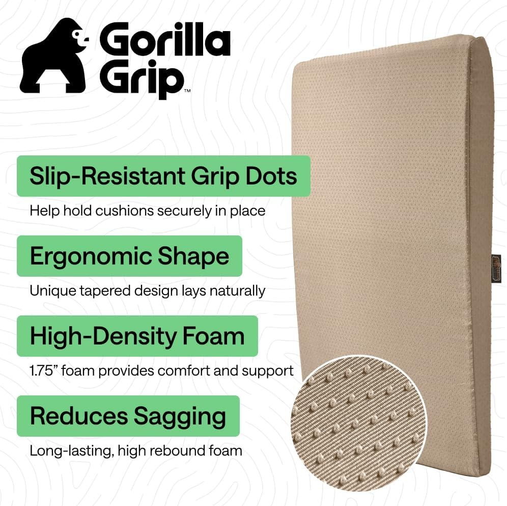 image:imageGORILLA GRIP Ergonomic High Density Couch Cushion Support Foam Quick Rebound Sofa Lifters for Sagging Cushions Stays in Place with Grip Dots Replacement Stuffing 20x19x175 Inches 1 Pack GrayBeige