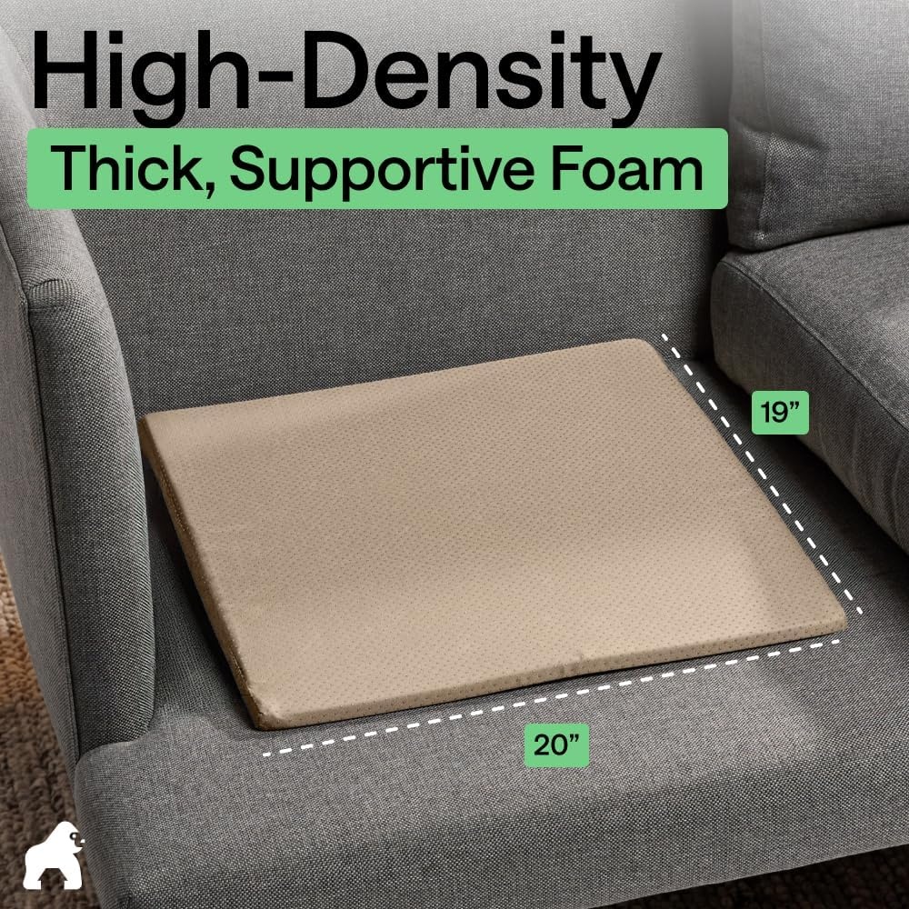 image:imageGORILLA GRIP Ergonomic High Density Couch Cushion Support Foam Quick Rebound Sofa Lifters for Sagging Cushions Stays in Place with Grip Dots Replacement Stuffing 20x19x175 Inches 1 Pack GrayBeige