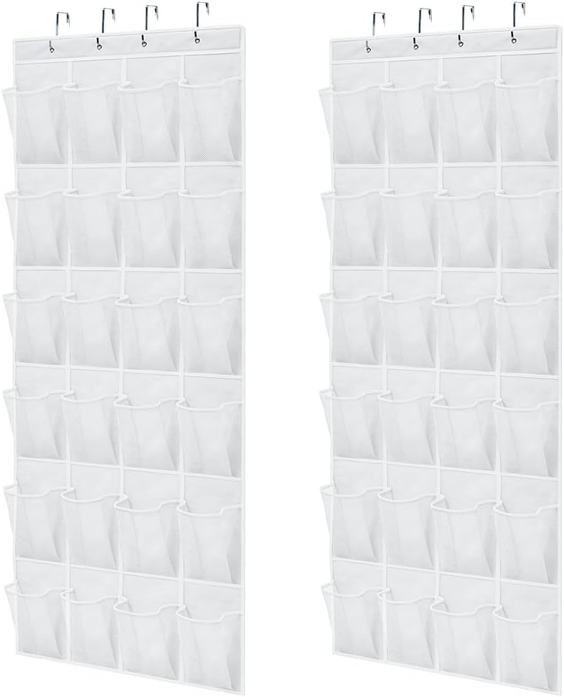 image:imageGORILLA GRIP Over the Door Shoe Organizer 24 Large Breathable Mesh Pockets Space Saving Hanging Storage Holder Closet Rack Hanger Holds Up to 40 lbs Hangs on Closets for Shoes Accessories BlackWhite