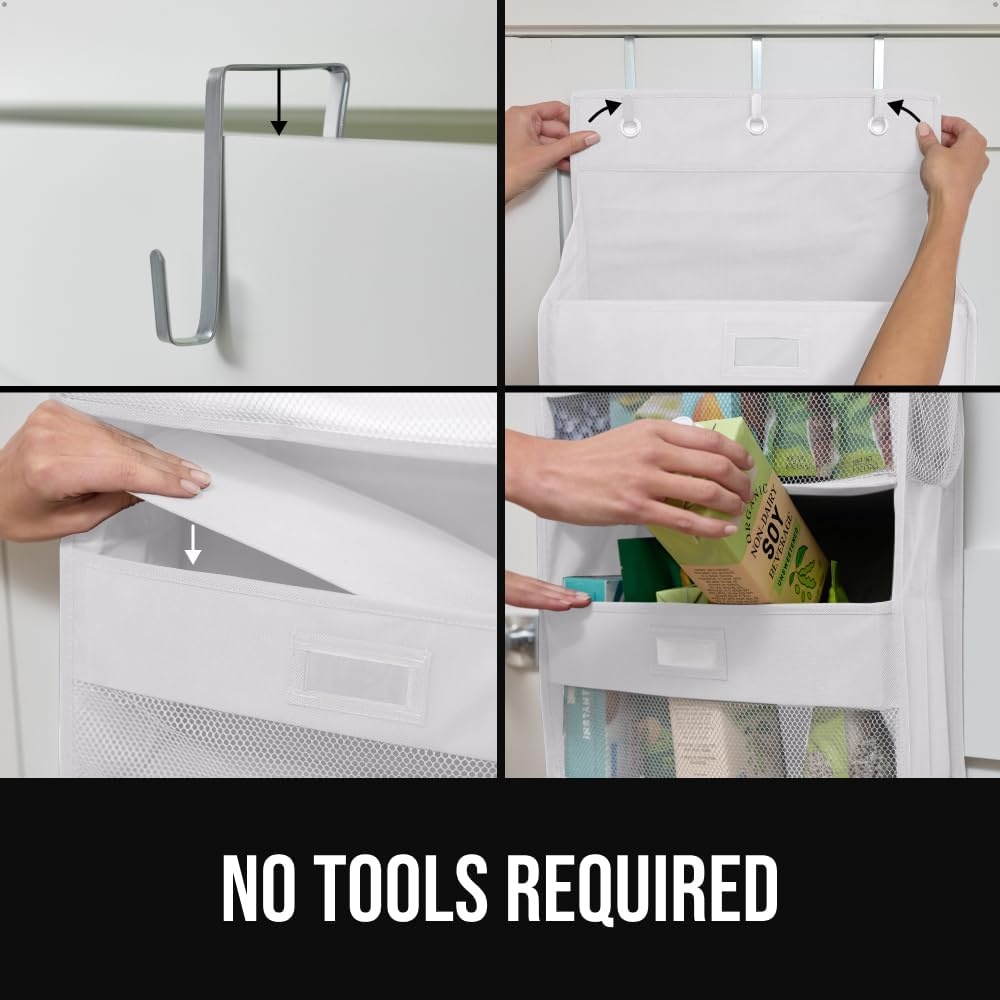 image:imageGORILLA GRIP Over the Door Shoe Organizer 24 Large Breathable Mesh Pockets Space Saving Hanging Storage Holder Closet Rack Hanger Holds Up to 40 lbs Hangs on Closets for Shoes Accessories BlackWhite