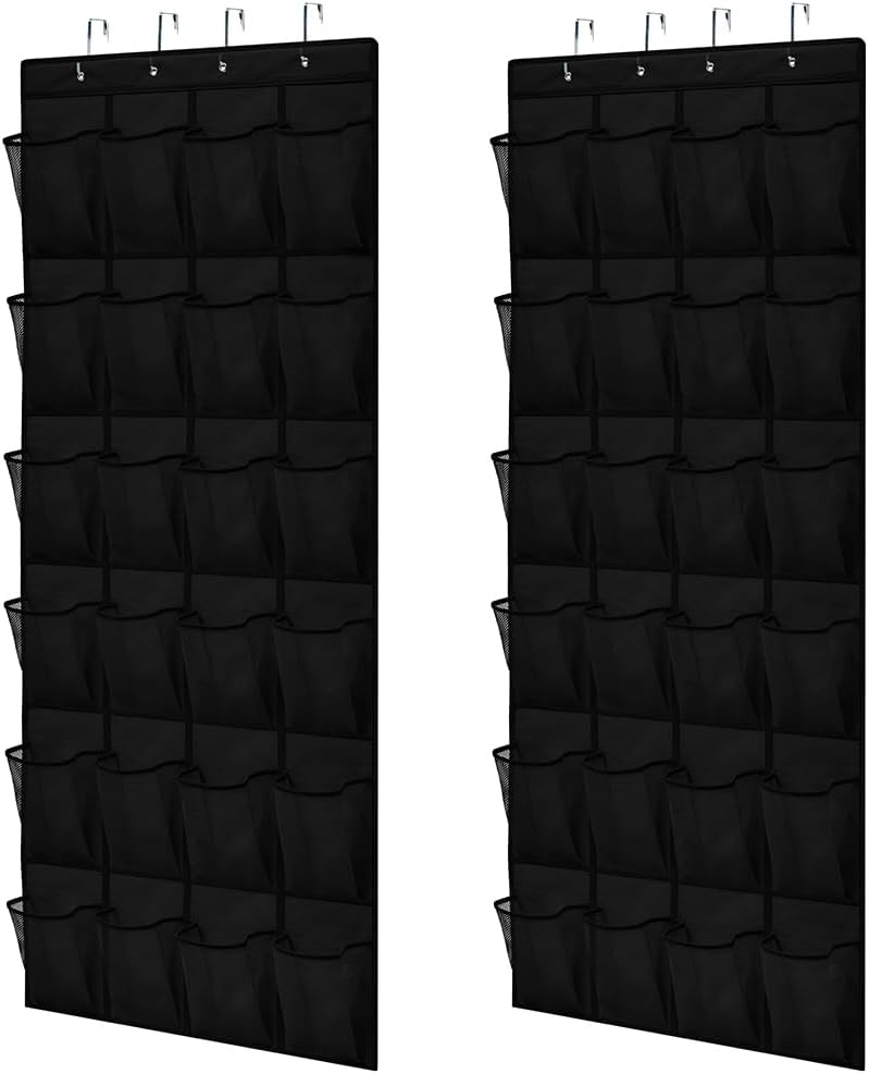 image:imageGORILLA GRIP Over the Door Shoe Organizer 24 Large Breathable Mesh Pockets Space Saving Hanging Storage Holder Closet Rack Hanger Holds Up to 40 lbs Hangs on Closets for Shoes Accessories BlackBlack