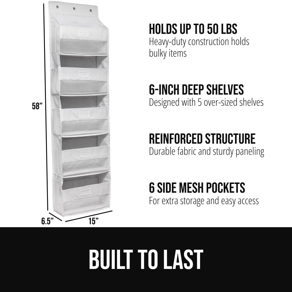 image:imageGORILLA GRIP Over the Door Shoe Organizer 24 Large Breathable Mesh Pockets Space Saving Hanging Storage Holder Closet Rack Hanger Holds Up to 40 lbs Hangs on Closets for Shoes Accessories BlackWhite