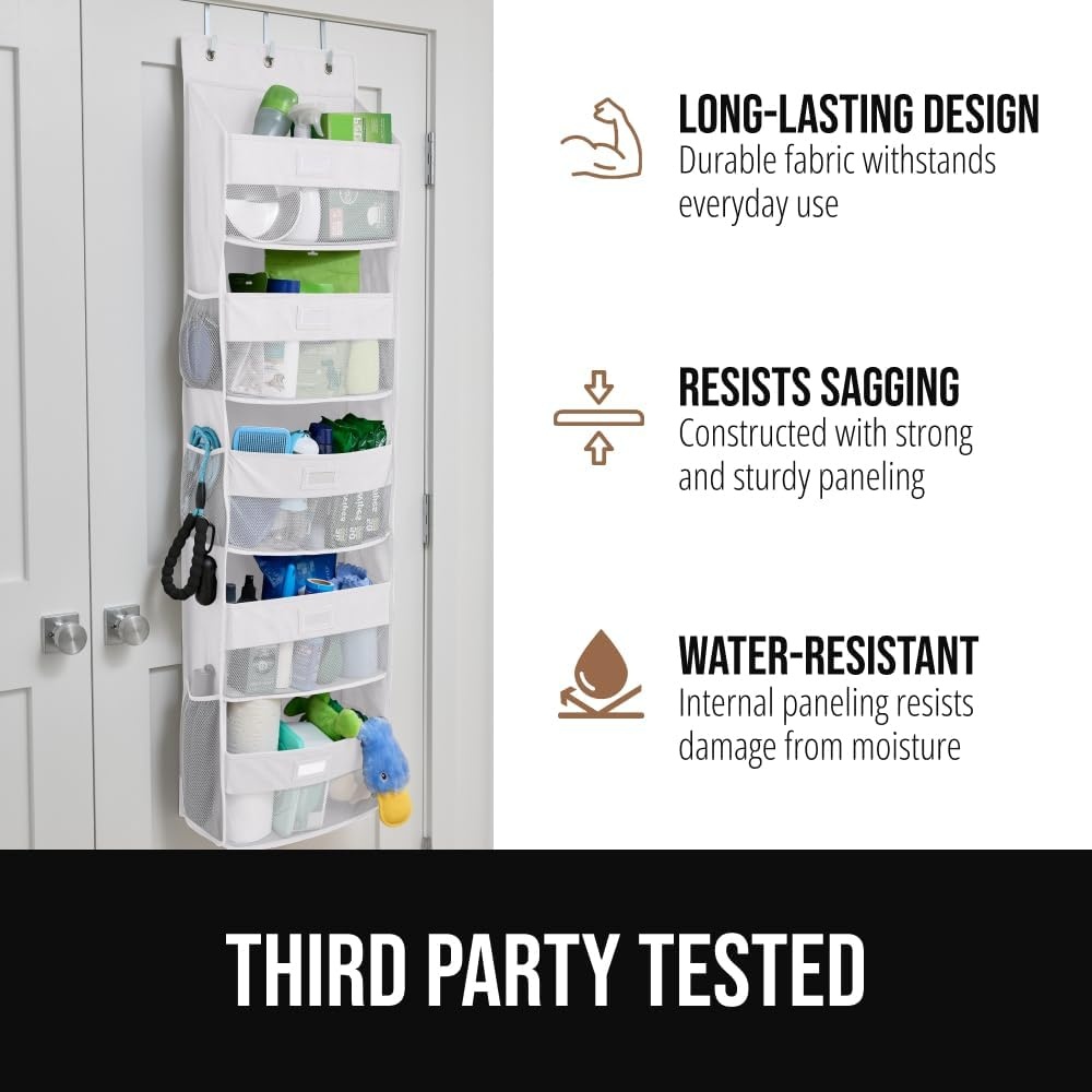 image:imageGORILLA GRIP Over the Door Shoe Organizer 24 Large Breathable Mesh Pockets Space Saving Hanging Storage Holder Closet Rack Hanger Holds Up to 40 lbs Hangs on Closets for Shoes Accessories BlackWhite