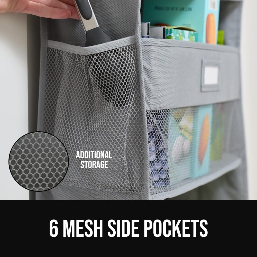 image:imageGORILLA GRIP Over the Door Shoe Organizer 24 Large Breathable Mesh Pockets Space Saving Hanging Storage Holder Closet Rack Hanger Holds Up to 40 lbs Hangs on Closets for Shoes Accessories BlackGrey