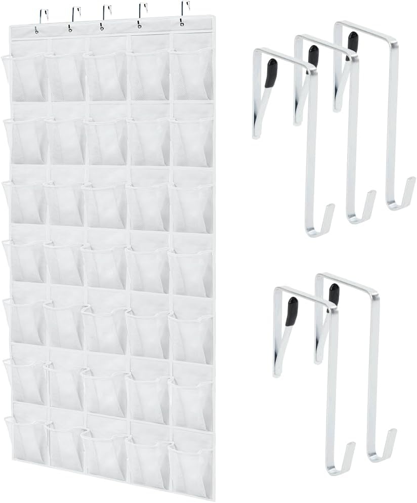 image:imageGORILLA GRIP Over the Door Shoe Organizer 24 Large Breathable Mesh Pockets Space Saving Hanging Storage Holder Closet Rack Hanger Holds Up to 40 lbs Hangs on Closets for Shoes Accessories BlackWhite