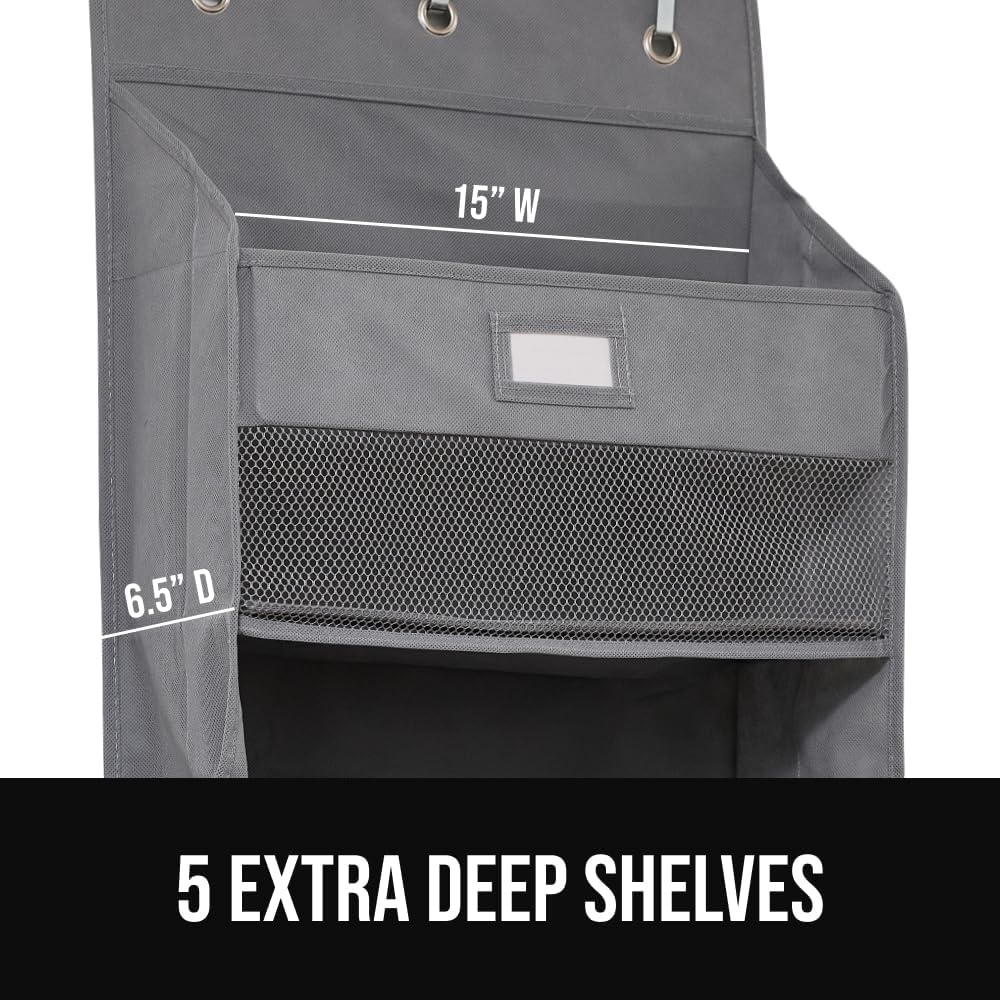 image:imageGORILLA GRIP Over the Door Shoe Organizer 24 Large Breathable Mesh Pockets Space Saving Hanging Storage Holder Closet Rack Hanger Holds Up to 40 lbs Hangs on Closets for Shoes Accessories BlackGrey
