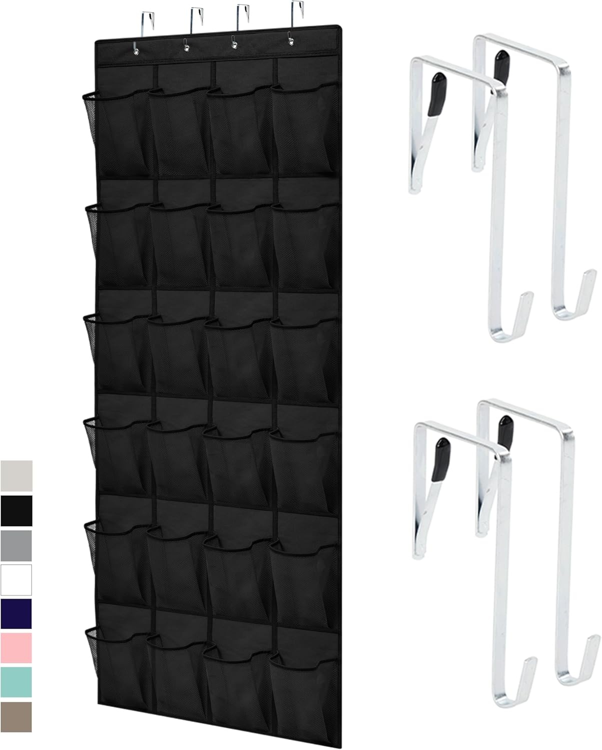 image:imageGORILLA GRIP Over the Door Shoe Organizer 24 Large Breathable Mesh Pockets Space Saving Hanging Storage Holder Closet Rack Hanger Holds Up to 40 lbs Hangs on Closets for Shoes Accessories BlackBlack