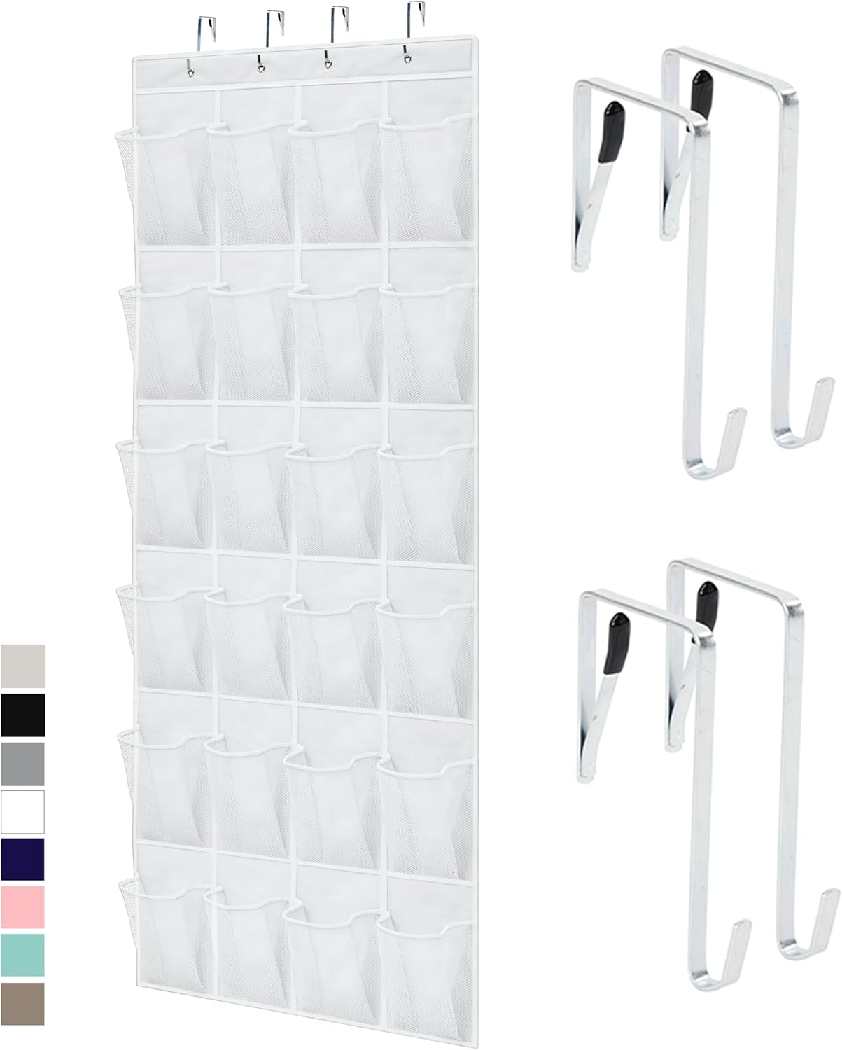 image:imageGORILLA GRIP Over the Door Shoe Organizer 24 Large Breathable Mesh Pockets Space Saving Hanging Storage Holder Closet Rack Hanger Holds Up to 40 lbs Hangs on Closets for Shoes Accessories BlackWhite
