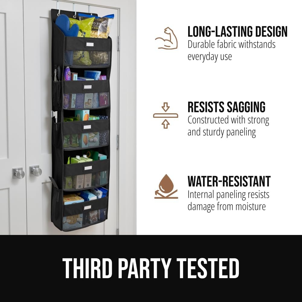 image:imageGORILLA GRIP Over the Door Shoe Organizer 24 Large Breathable Mesh Pockets Space Saving Hanging Storage Holder Closet Rack Hanger Holds Up to 40 lbs Hangs on Closets for Shoes Accessories BlackBlack