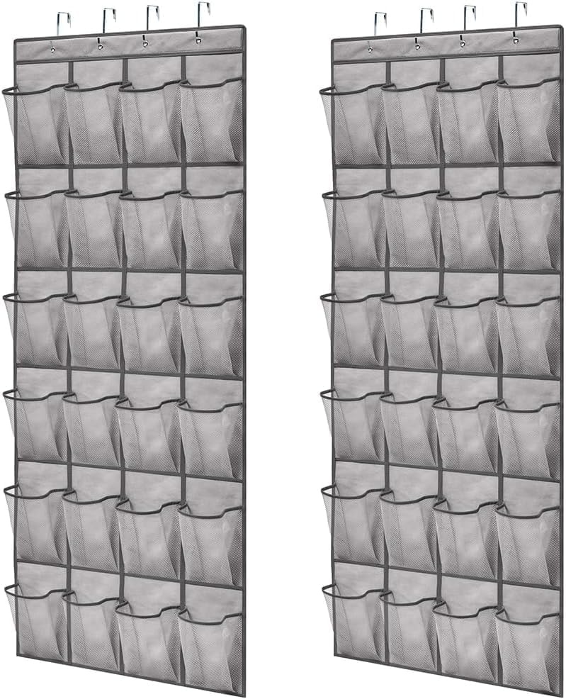 image:imageGORILLA GRIP Over the Door Shoe Organizer 24 Large Breathable Mesh Pockets Space Saving Hanging Storage Holder Closet Rack Hanger Holds Up to 40 lbs Hangs on Closets for Shoes Accessories BlackGrey
