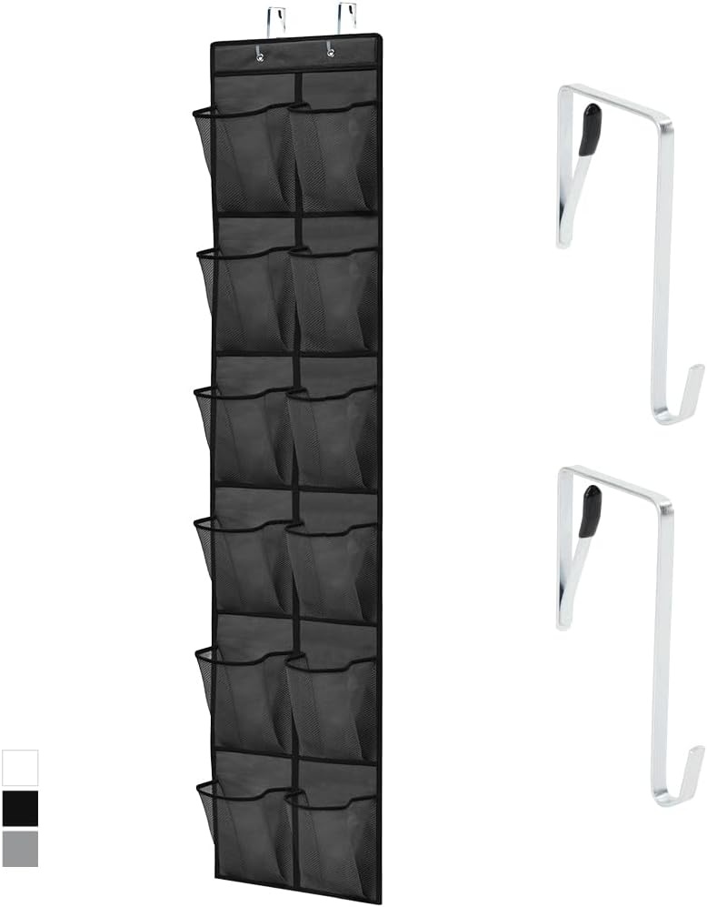 image:imageGORILLA GRIP Over the Door Shoe Organizer 24 Large Breathable Mesh Pockets Space Saving Hanging Storage Holder Closet Rack Hanger Holds Up to 40 lbs Hangs on Closets for Shoes Accessories BlackBlack