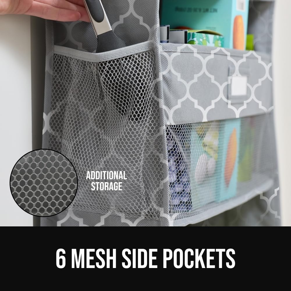 image:imageGORILLA GRIP Over the Door Shoe Organizer 24 Large Breathable Mesh Pockets Space Saving Hanging Storage Holder Closet Rack Hanger Holds Up to 40 lbs Hangs on Closets for Shoes Accessories BlackGray Quatrefoil