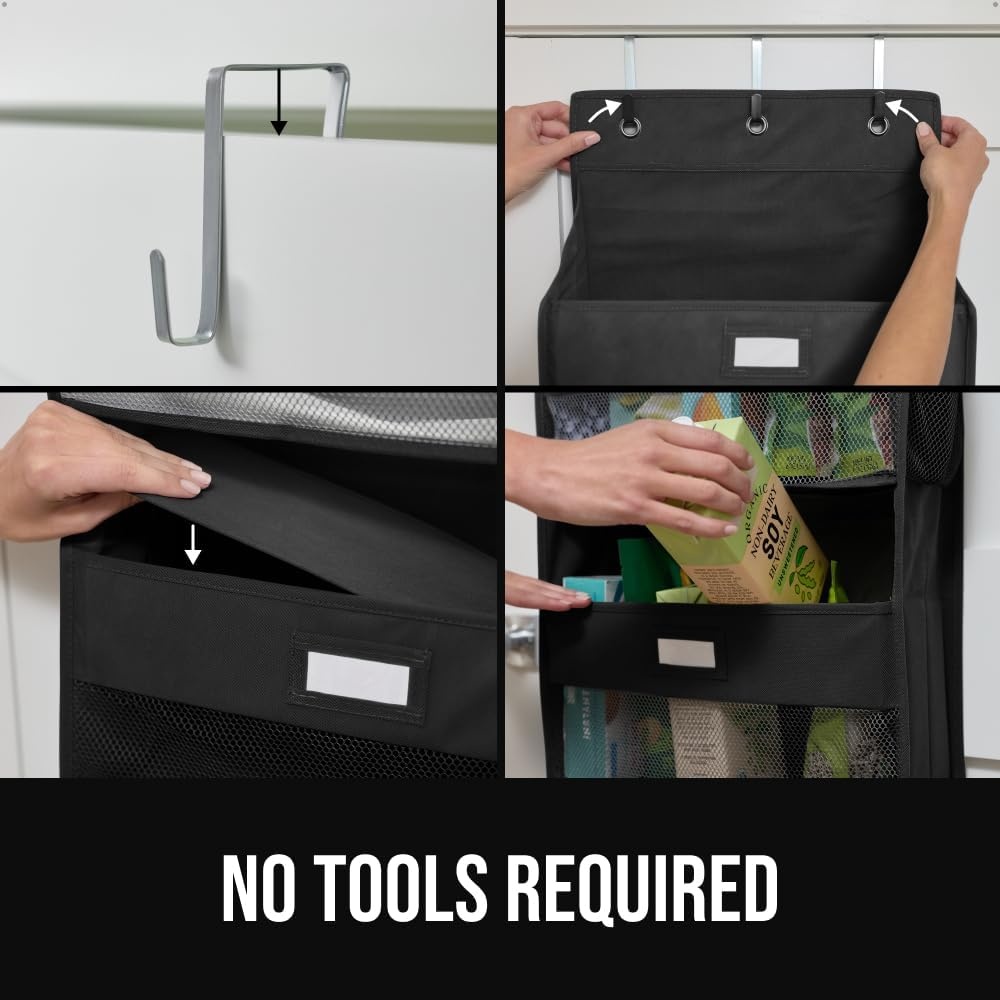 image:imageGORILLA GRIP Over the Door Shoe Organizer 24 Large Breathable Mesh Pockets Space Saving Hanging Storage Holder Closet Rack Hanger Holds Up to 40 lbs Hangs on Closets for Shoes Accessories BlackBlack