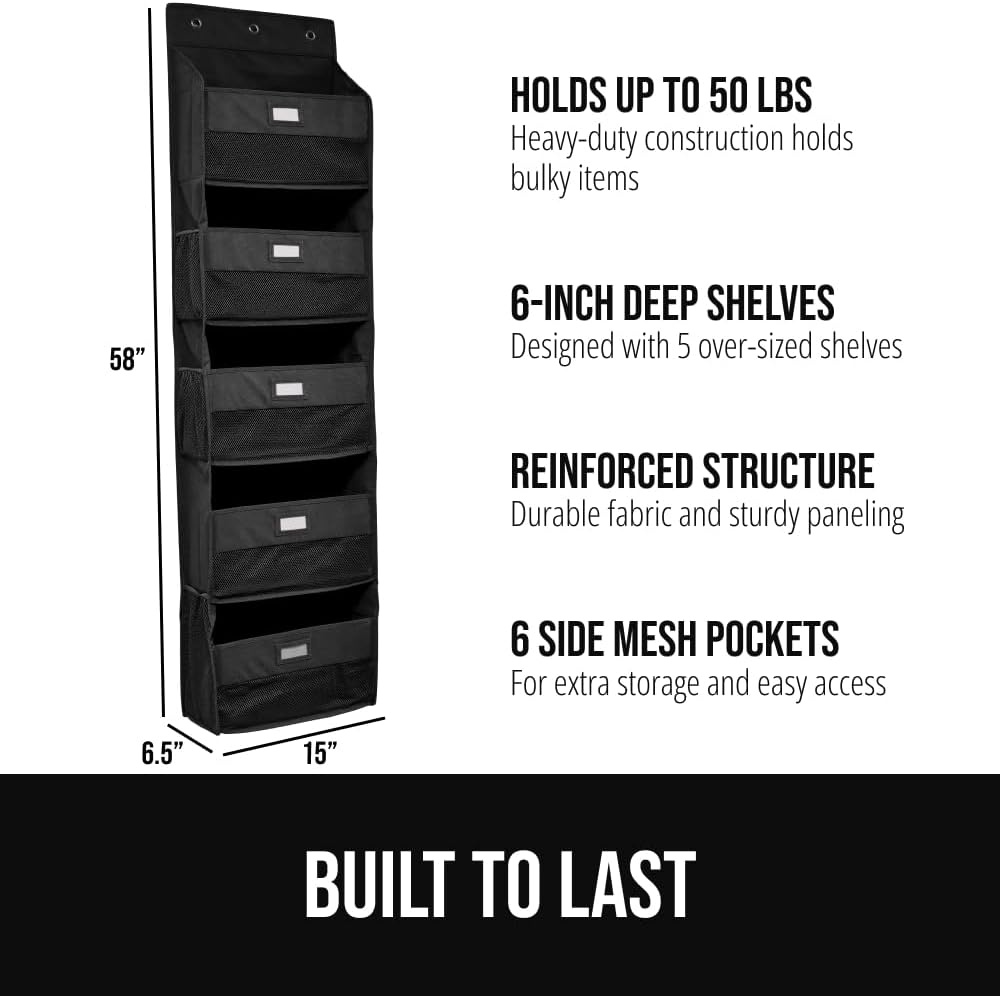 image:imageGORILLA GRIP Over the Door Shoe Organizer 24 Large Breathable Mesh Pockets Space Saving Hanging Storage Holder Closet Rack Hanger Holds Up to 40 lbs Hangs on Closets for Shoes Accessories BlackBlack