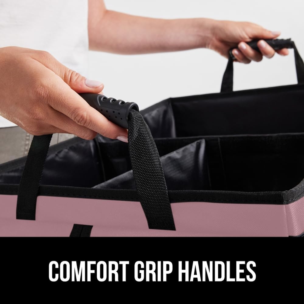 image:imageGORILLA GRIP Trunk Organizer for SUV and Cars Large Capacity Collapsible Car Trunk Storage Organizer Heavy Duty Car Accessories Gifts for Mom and Dad Slip amp Water Resistant Multi Compartment BlackPink