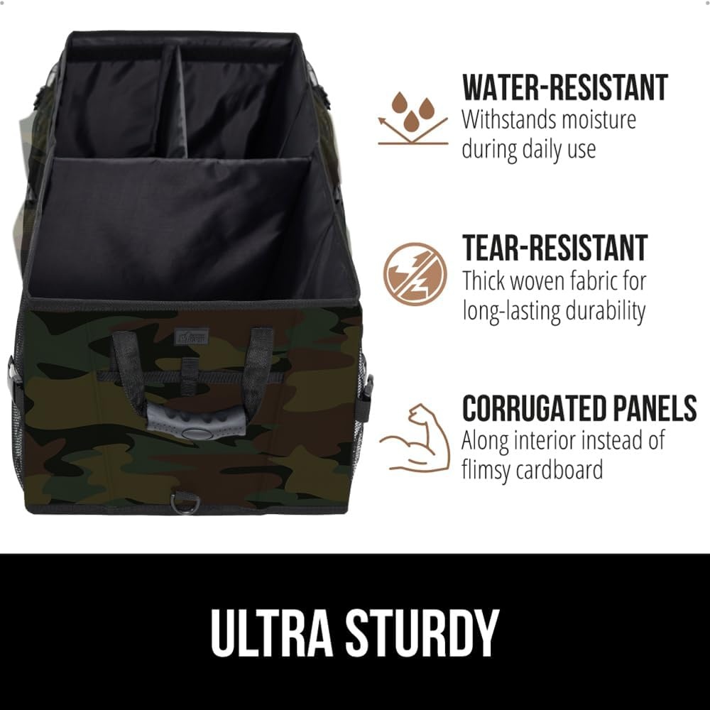 image:imageGORILLA GRIP Trunk Organizer for SUV and Cars Large Capacity Collapsible Car Trunk Storage Organizer Heavy Duty Car Accessories Gifts for Mom and Dad Slip amp Water Resistant Multi Compartment BlackCamo