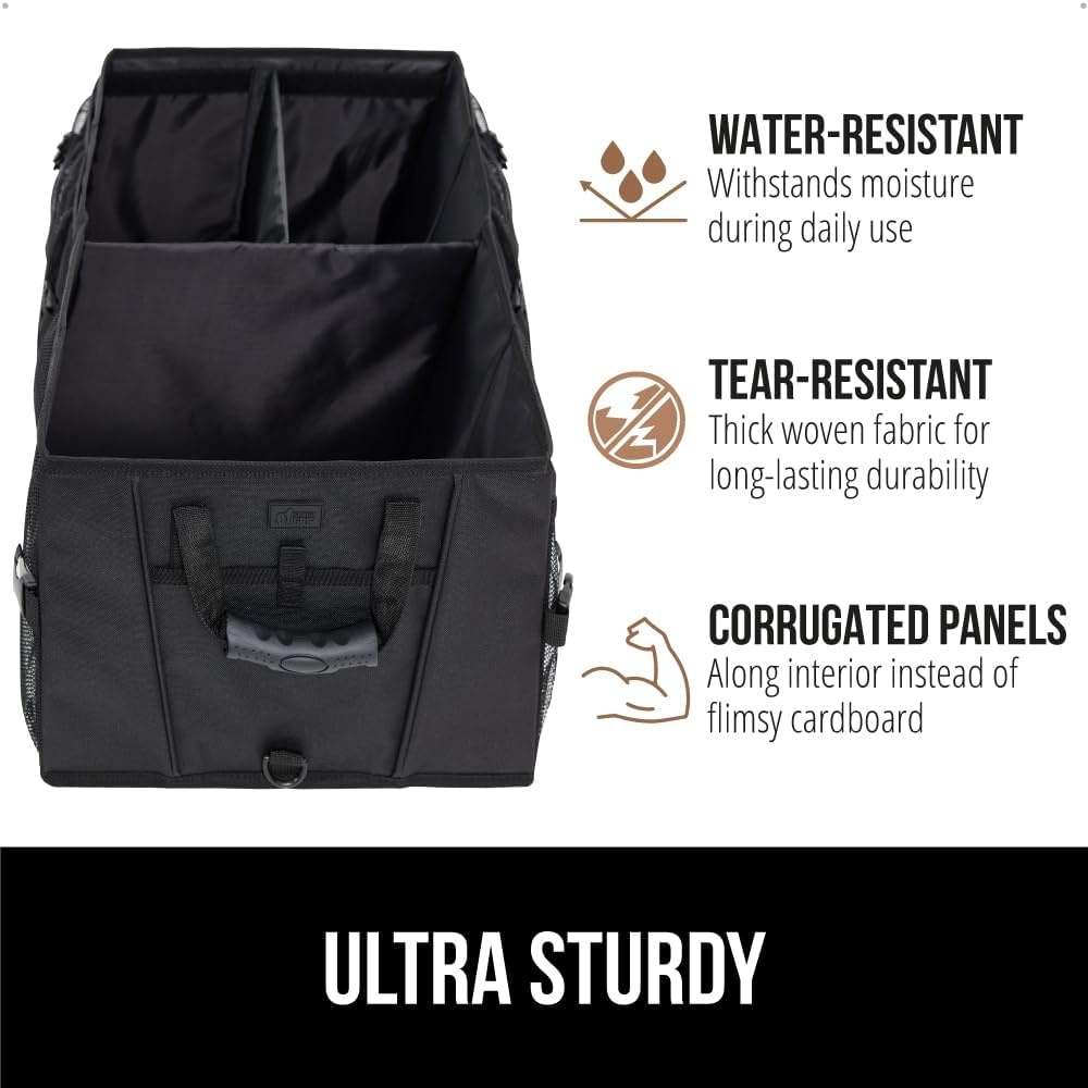 image:imageGORILLA GRIP Trunk Organizer for SUV and Cars Large Capacity Collapsible Car Trunk Storage Organizer Heavy Duty Car Accessories Gifts for Mom and Dad Slip amp Water Resistant Multi Compartment BlackBlack