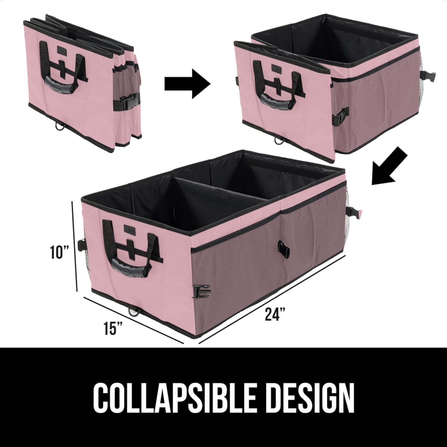 image:imageGORILLA GRIP Trunk Organizer for SUV and Cars Large Capacity Collapsible Car Trunk Storage Organizer Heavy Duty Car Accessories Gifts for Mom and Dad Slip amp Water Resistant Multi Compartment BlackPink