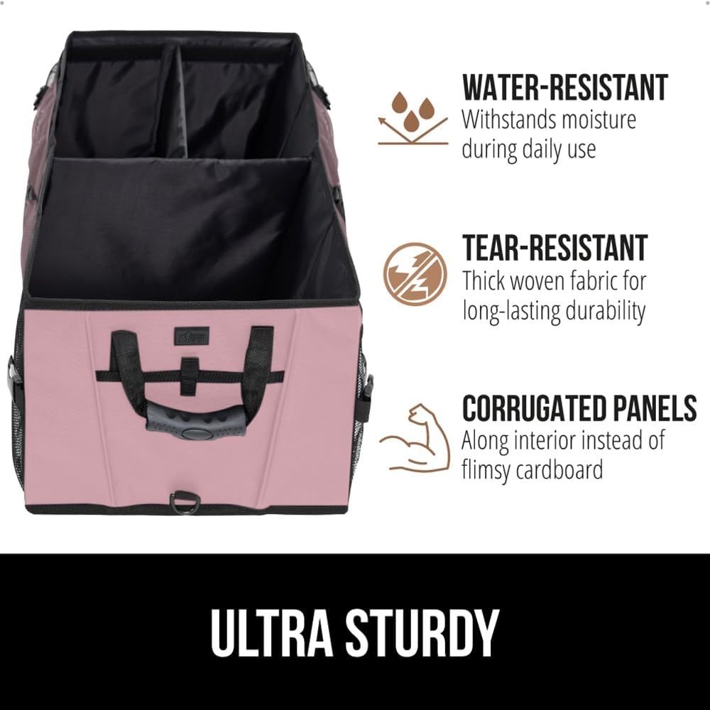 image:imageGORILLA GRIP Trunk Organizer for SUV and Cars Large Capacity Collapsible Car Trunk Storage Organizer Heavy Duty Car Accessories Gifts for Mom and Dad Slip amp Water Resistant Multi Compartment BlackPink