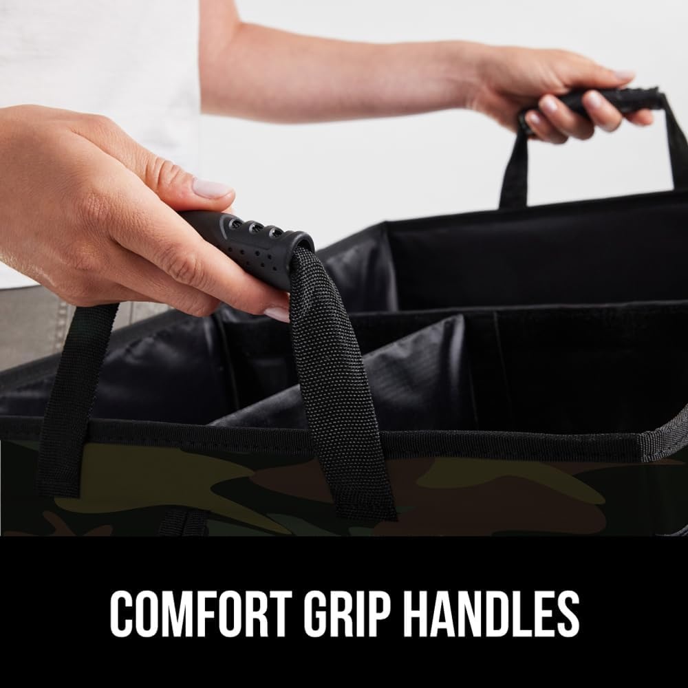 image:imageGORILLA GRIP Trunk Organizer for SUV and Cars Large Capacity Collapsible Car Trunk Storage Organizer Heavy Duty Car Accessories Gifts for Mom and Dad Slip amp Water Resistant Multi Compartment BlackCamo
