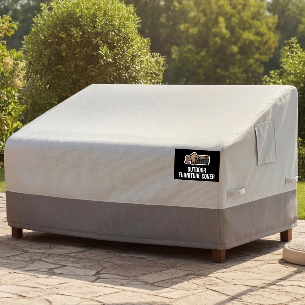image:imageGORILLA GRIP Waterproof Large Outdoor Patio Sofa Cover 3 Seater 80 Inch Heavy Duty 600D Furniture Covers Sets for Winter Keep Cushions Dry Protects from Sun Snow Rain Windproof UV Coated1