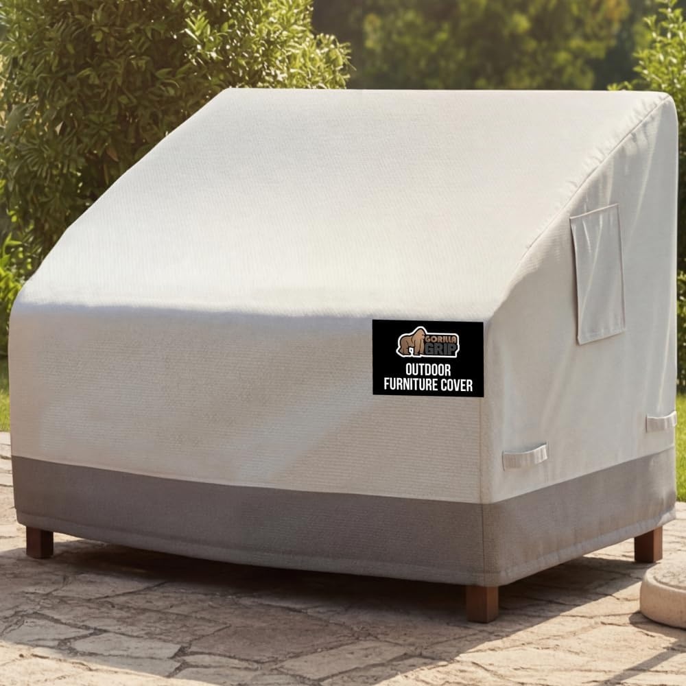 image:imageGORILLA GRIP Waterproof Large Outdoor Patio Sofa Cover 3 Seater 80 Inch Heavy Duty 600D Furniture Covers Sets for Winter Keep Cushions Dry Protects from Sun Snow Rain Windproof UV Coated1