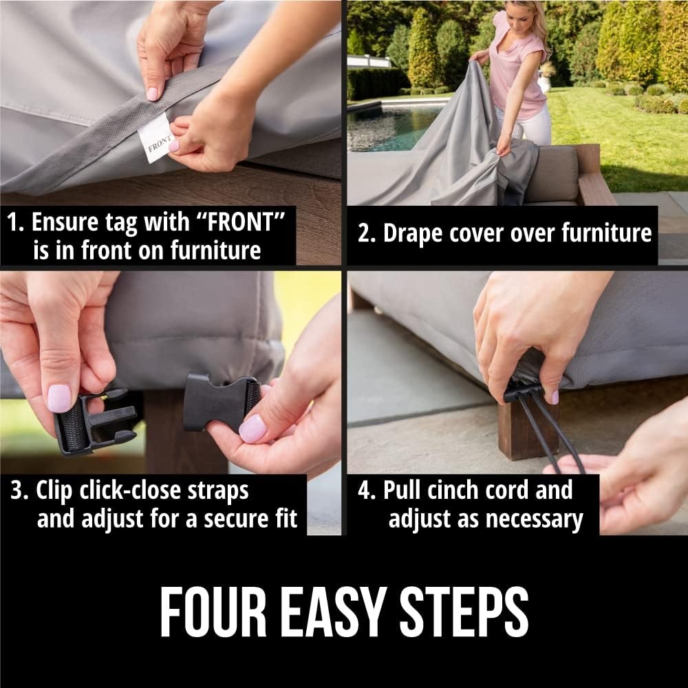 image:imageGORILLA GRIP Waterproof Large Outdoor Patio Sofa Cover 3 Seater 80 Inch Heavy Duty 600D Furniture Covers Sets for Winter Keep Cushions Dry Protects from Sun Snow Rain Windproof UV Coated2