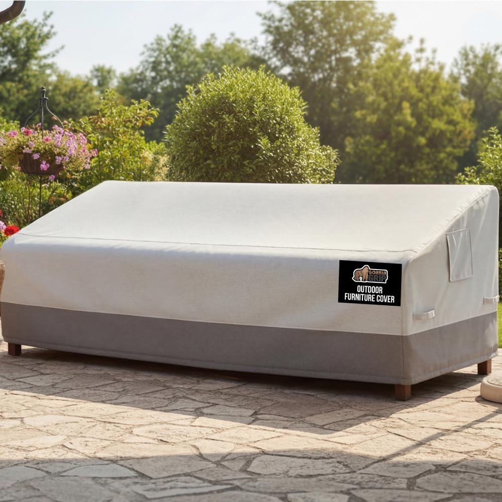 image:imageGORILLA GRIP Waterproof Large Outdoor Patio Sofa Cover 3 Seater 80 Inch Heavy Duty 600D Furniture Covers Sets for Winter Keep Cushions Dry Protects from Sun Snow Rain Windproof UV Coated1
