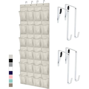 image:imageGORILLA GRIP Over the Door Shoe Organizer 24 Large Breathable Mesh Pockets Space Saving Hanging Storage Holder Closet Rack Hanger Holds Up to 40 lbs Hangs on Closets for Shoes Accessories BlackLinen