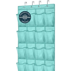 image:imageGORILLA GRIP Over the Door Shoe Organizer 24 Large Breathable Mesh Pockets Space Saving Hanging Storage Holder Closet Rack Hanger Holds Up to 40 lbs Hangs on Closets for Shoes Accessories BlackTurquoise