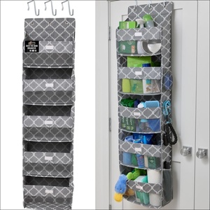 image:imageGORILLA GRIP Over the Door Shoe Organizer 24 Large Breathable Mesh Pockets Space Saving Hanging Storage Holder Closet Rack Hanger Holds Up to 40 lbs Hangs on Closets for Shoes Accessories BlackGray Quatrefoil