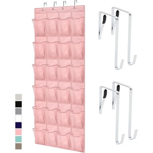 image:imageGORILLA GRIP Over the Door Shoe Organizer 24 Large Breathable Mesh Pockets Space Saving Hanging Storage Holder Closet Rack Hanger Holds Up to 40 lbs Hangs on Closets for Shoes Accessories BlackLight Pink