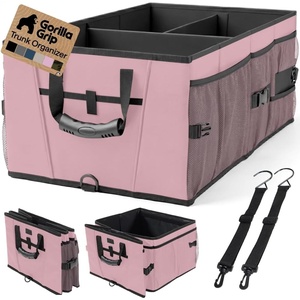 image:imageGORILLA GRIP Trunk Organizer for SUV and Cars Large Capacity Collapsible Car Trunk Storage Organizer Heavy Duty Car Accessories Gifts for Mom and Dad Slip amp Water Resistant Multi Compartment BlackPink