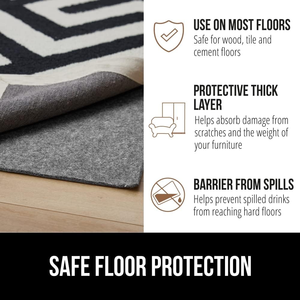 image:imageGORILLA GRIP Felt with Rubber Stay in Place Slip Resistant Rug Pad 18 inch Thick 2x8 FT Protective Padding Under Area Rugs Cushioned Gripper Pads Carpet Runners Hardwood Floors Protection2 x 8 Rectangular