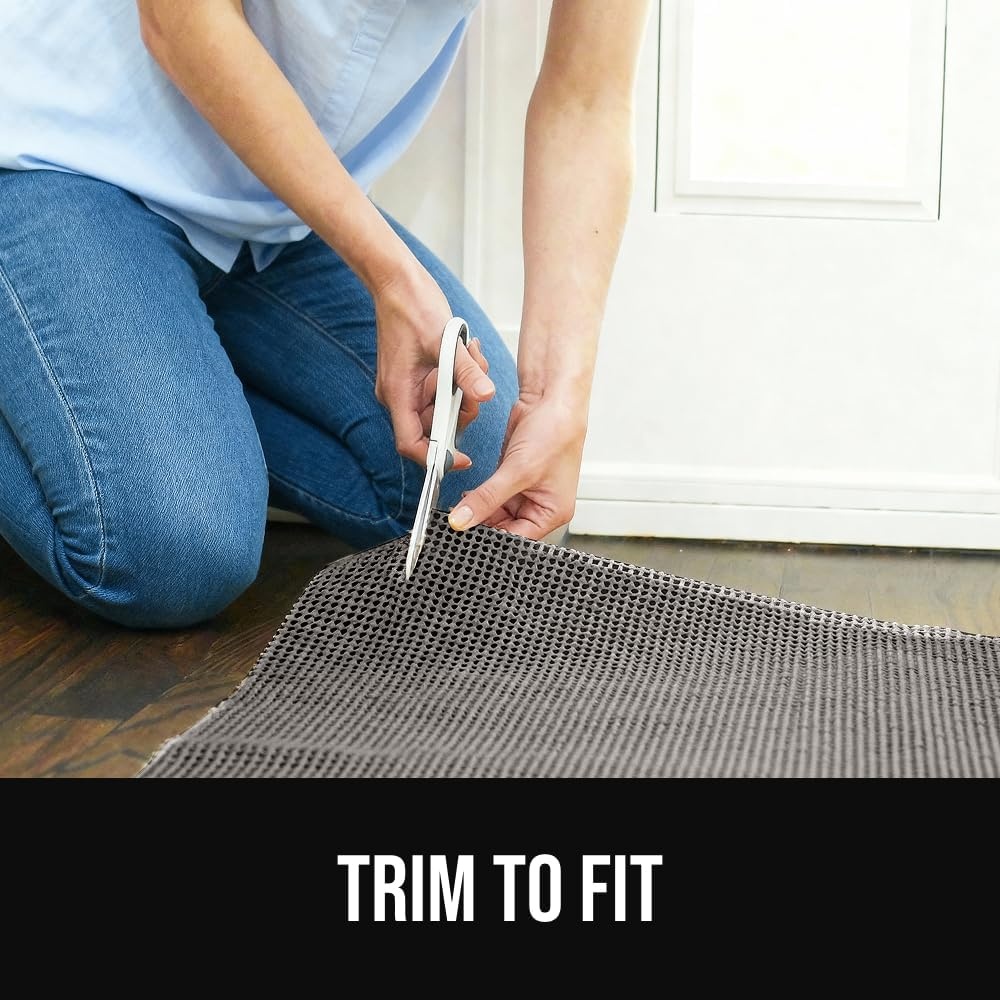 image:imageGORILLA GRIP Premium Dual Sided Thick Rug Gripper Pad for Hardwood Floors Breathable Slip Resistant Pad Grips Under Carpet Area Rugs for Hard Surface Floor Protection Easy Trim Mats 2x3 BeigeGrey