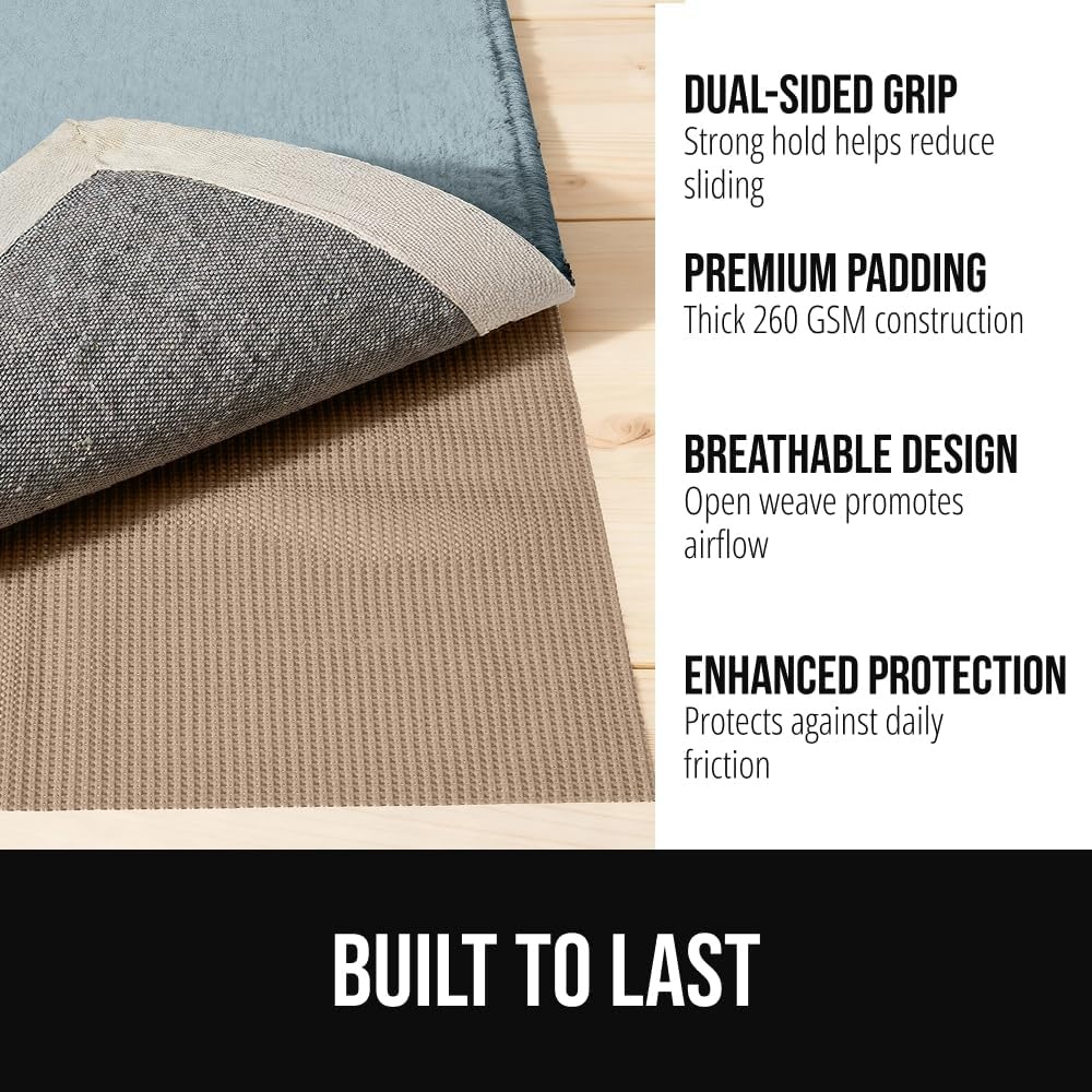 image:imageGORILLA GRIP Premium Dual Sided Thick Rug Gripper Pad for Hardwood Floors Breathable Slip Resistant Pad Grips Under Carpet Area Rugs for Hard Surface Floor Protection Easy Trim Mats 2x3 BeigeBeige