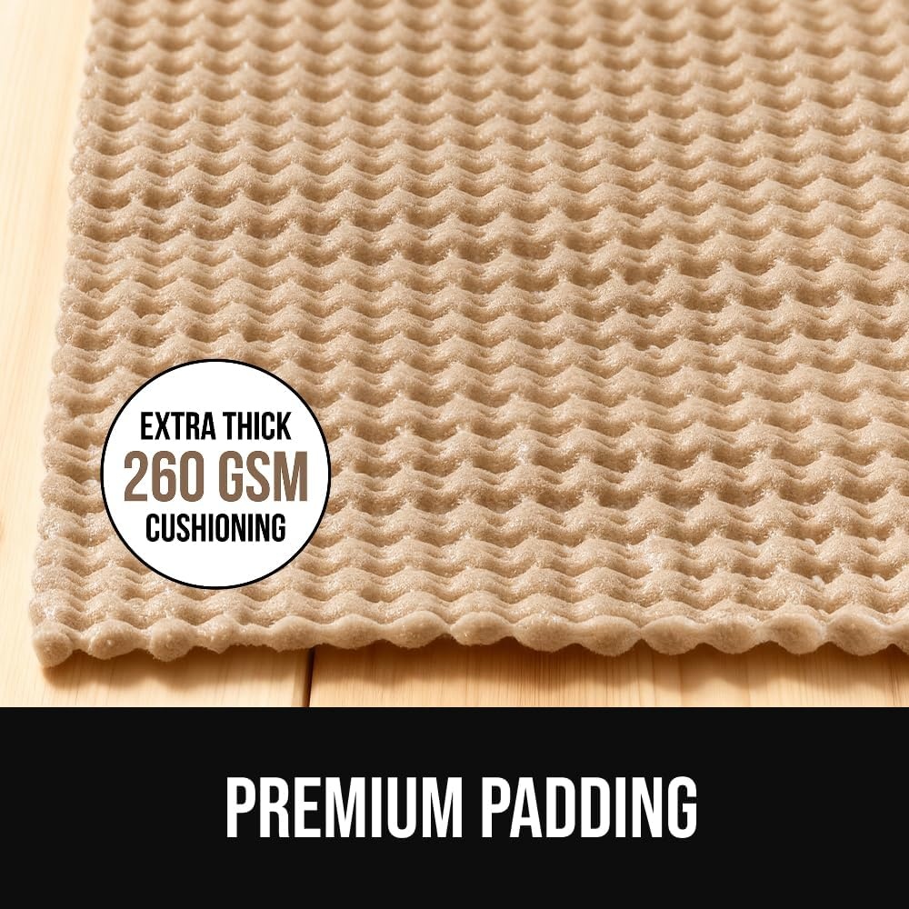 image:imageGORILLA GRIP Premium Dual Sided Thick Rug Gripper Pad for Hardwood Floors Breathable Slip Resistant Pad Grips Under Carpet Area Rugs for Hard Surface Floor Protection Easy Trim Mats 2x3 BeigeBeige
