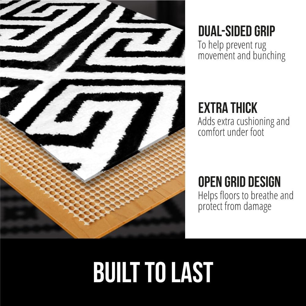 image:imageGORILLA GRIP Premium Dual Sided Thick Rug Gripper Pad for Hardwood Floors Breathable Slip Resistant Pad Grips Under Carpet Area Rugs for Hard Surface Floor Protection Easy Trim Mats 2x3 BeigeCream