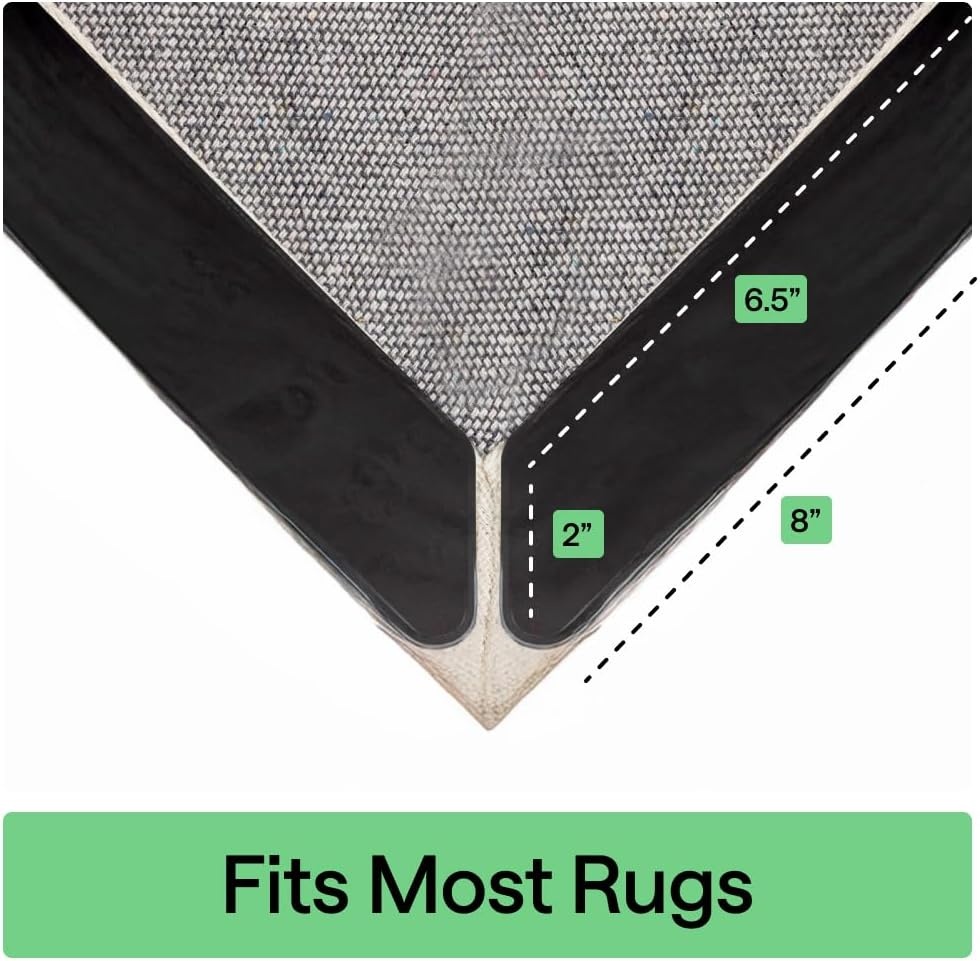 image:imageGORILLA GRIP Rug Gripper Pads Extra Long Reusable DoubleSided Adhesives Keep Area Rugs Corners Flat Grips Hardwood Tile and Laminate Floors Renter Friendly Holds Down Carpet in Place 8 PcsRectangular