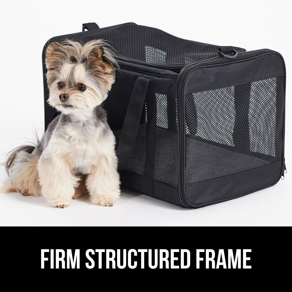 image:imageGORILLA GRIP Cat Carrier Travel Bag Up to 15 Lbs Soft Collapsible Small Dog Carriers Top and Side Entry Breathable Mesh Grip Feet on Underside Cozy Washable Waterproof Pad Portable Kennel PinkBlack