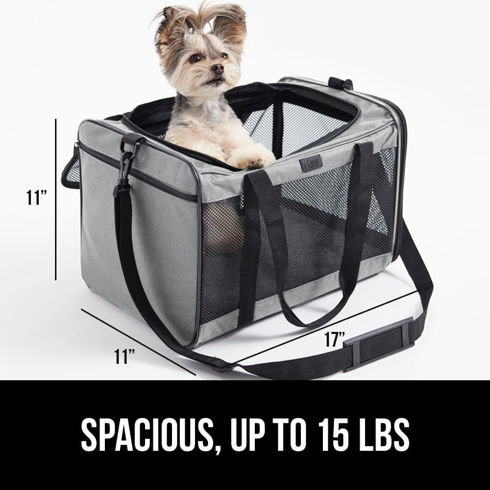 image:imageGORILLA GRIP Cat Carrier Travel Bag Up to 15 Lbs Soft Collapsible Small Dog Carriers Top and Side Entry Breathable Mesh Grip Feet on Underside Cozy Washable Waterproof Pad Portable Kennel PinkGray