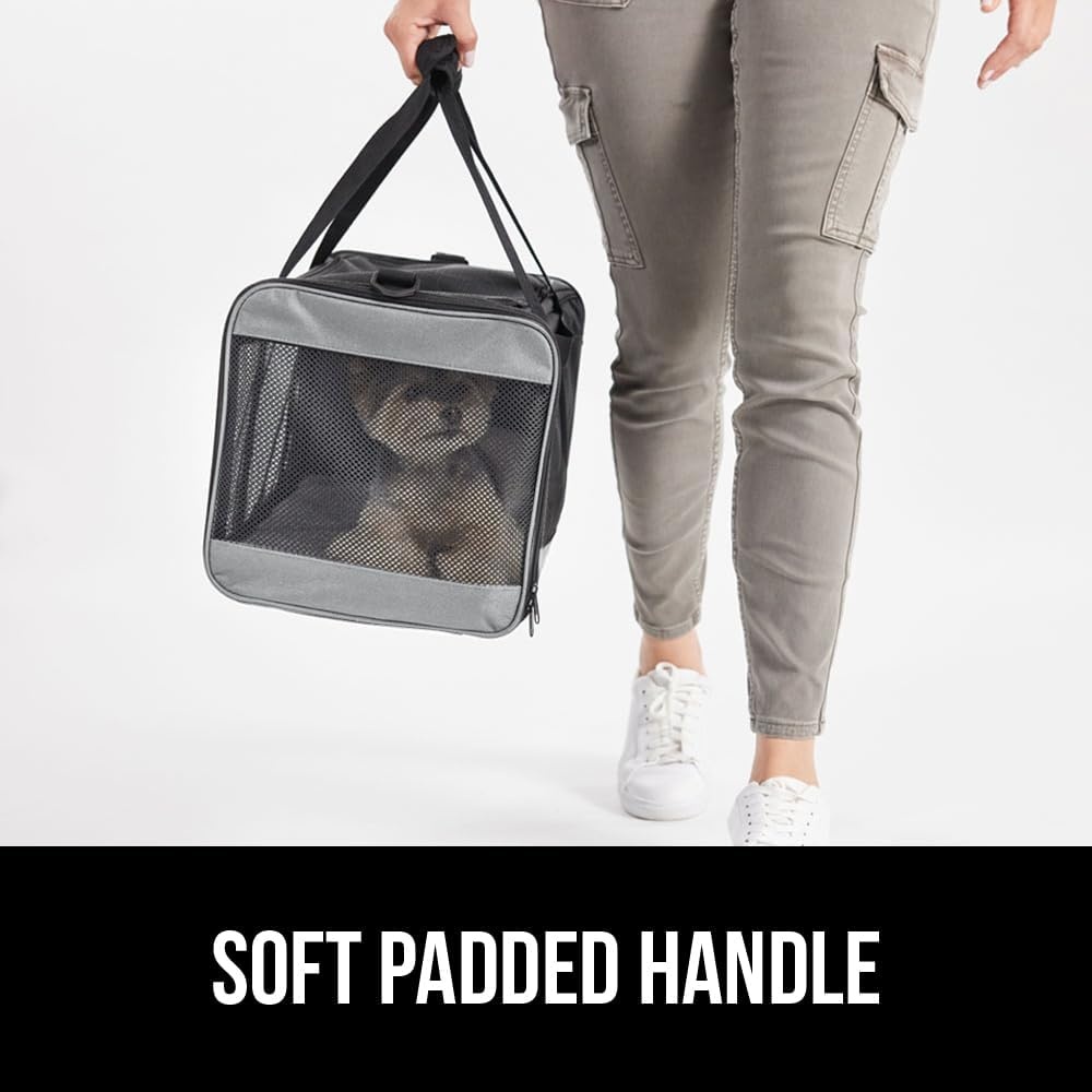 image:imageGORILLA GRIP Cat Carrier Travel Bag Up to 15 Lbs Soft Collapsible Small Dog Carriers Top and Side Entry Breathable Mesh Grip Feet on Underside Cozy Washable Waterproof Pad Portable Kennel PinkGray