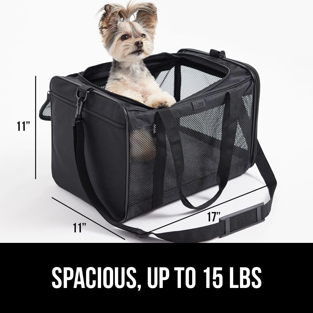 image:imageGORILLA GRIP Cat Carrier Travel Bag Up to 15 Lbs Soft Collapsible Small Dog Carriers Top and Side Entry Breathable Mesh Grip Feet on Underside Cozy Washable Waterproof Pad Portable Kennel PinkBlack