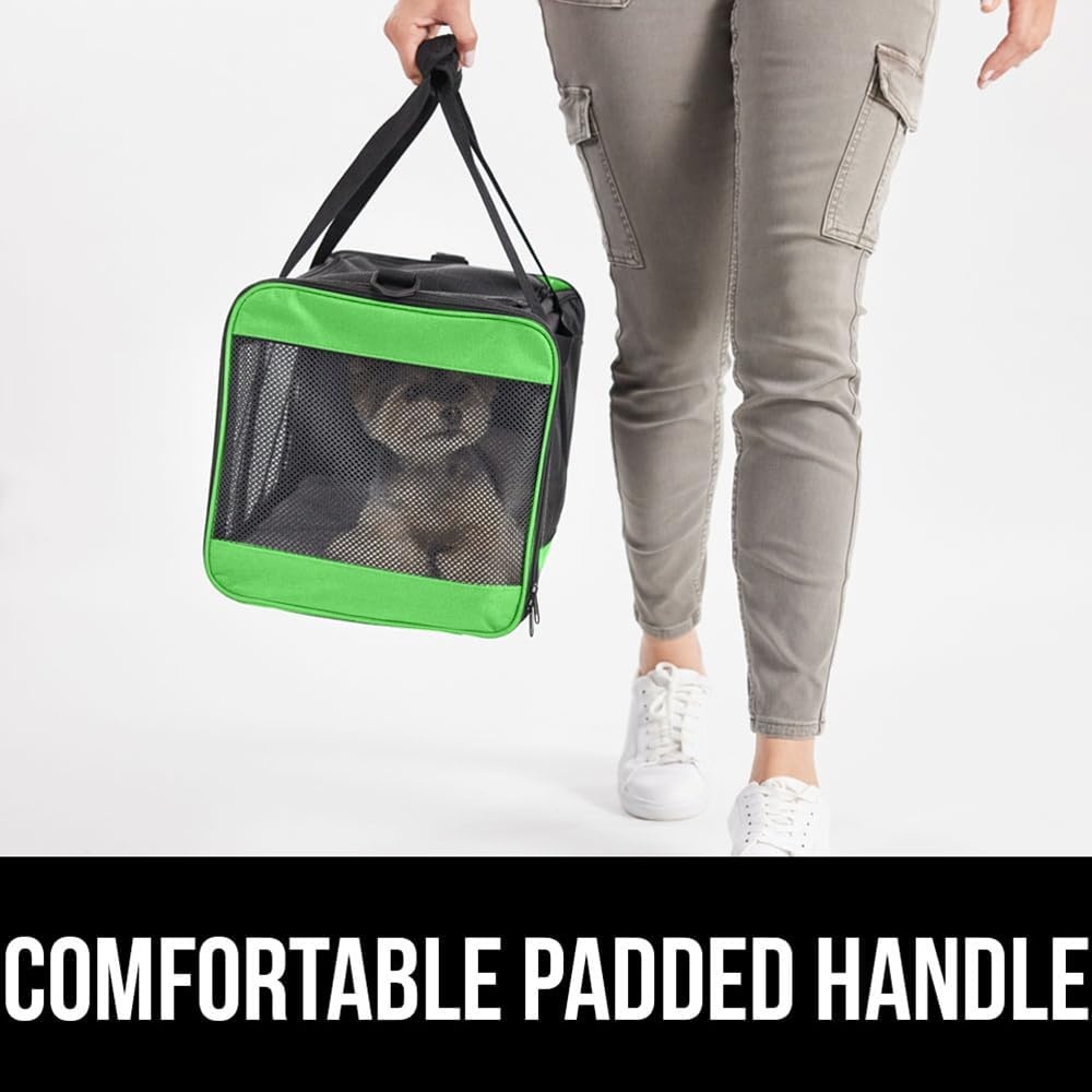 image:imageGORILLA GRIP Cat Carrier Travel Bag Up to 15 Lbs Soft Collapsible Small Dog Carriers Top and Side Entry Breathable Mesh Grip Feet on Underside Cozy Washable Waterproof Pad Portable Kennel PinkLight Green